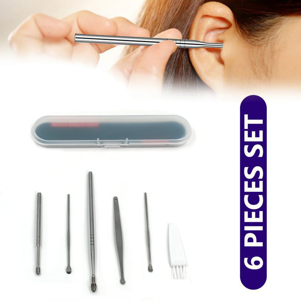 6pcs Earwax Removal Kit Ear Cleansing Tool Set Ear Curette Ear Wax Remover Tool