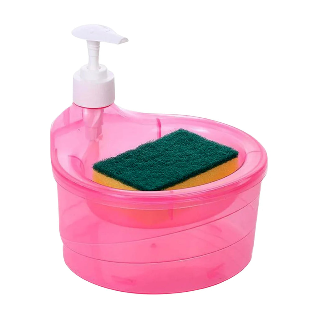 Double Layer Liquid Soap Dispenser With Pump And Sponge Practical For Hotel Sink Clear Soap Dispensing Liquid Pump Bottle For Home Kitchen Rectangle ( 2 In 1 )