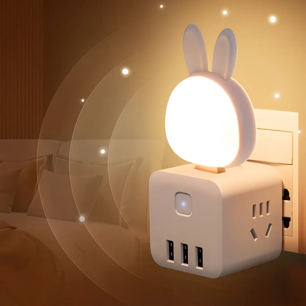 Cute Usb Rabbit Night Light With Sound Voice Activation