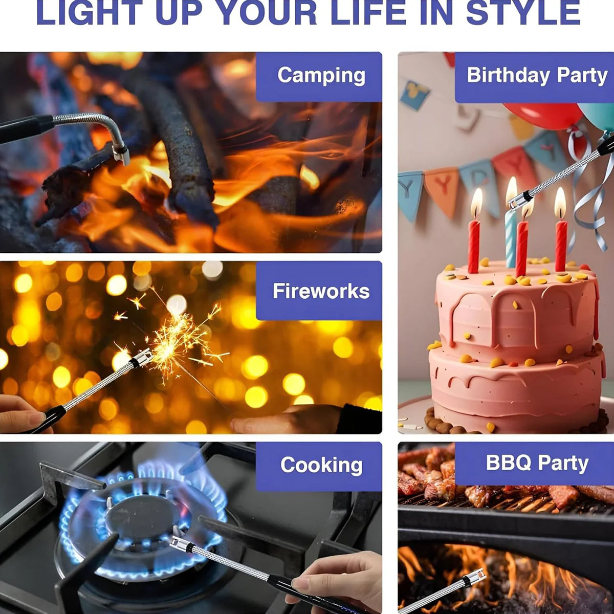 Metal Rechargeable Electric Arc Lighter With Flexible Neck (1 Pc)
