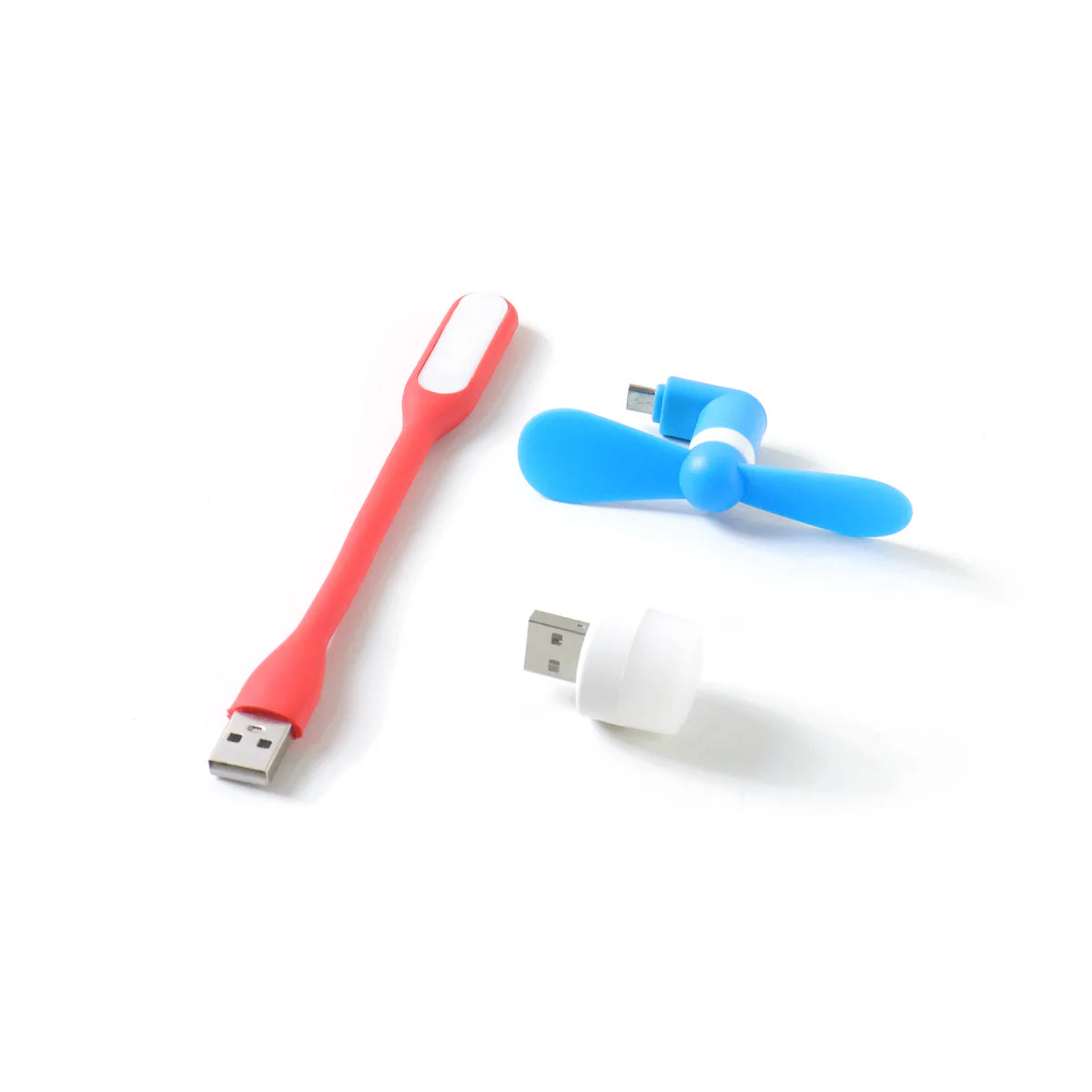 3 In 1 Laptop Accessory Combo Set USB LED light, mini fan & OTG adapter