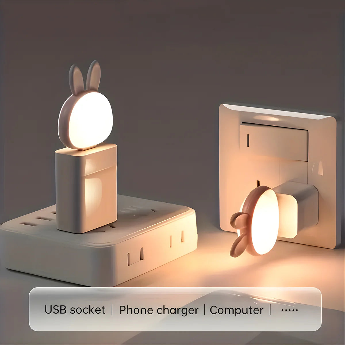 Cute Usb Rabbit Night Light With Sound Voice Activation