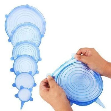 Silicone Stretch Lids Reuseable Microwave Safe Flexible Covers (Set Of 6) (Loose Pack)