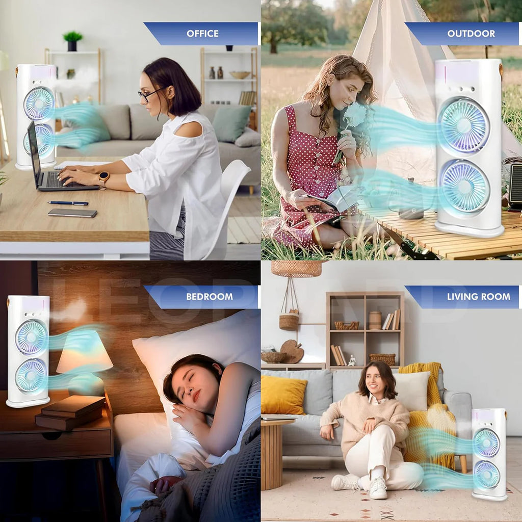 Electric Fan Desktop Double-head Powerful Air Cooler (1 Pc With Remote)