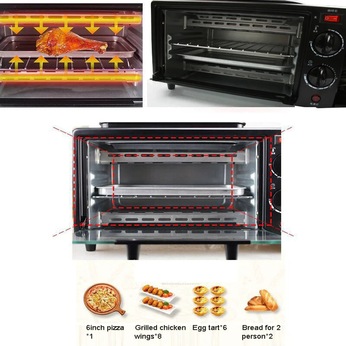 3 In 1 Breakfast Maker Portable Toaster Oven Grill Pan Coffee Maker Full Breakfast Ready At One Go