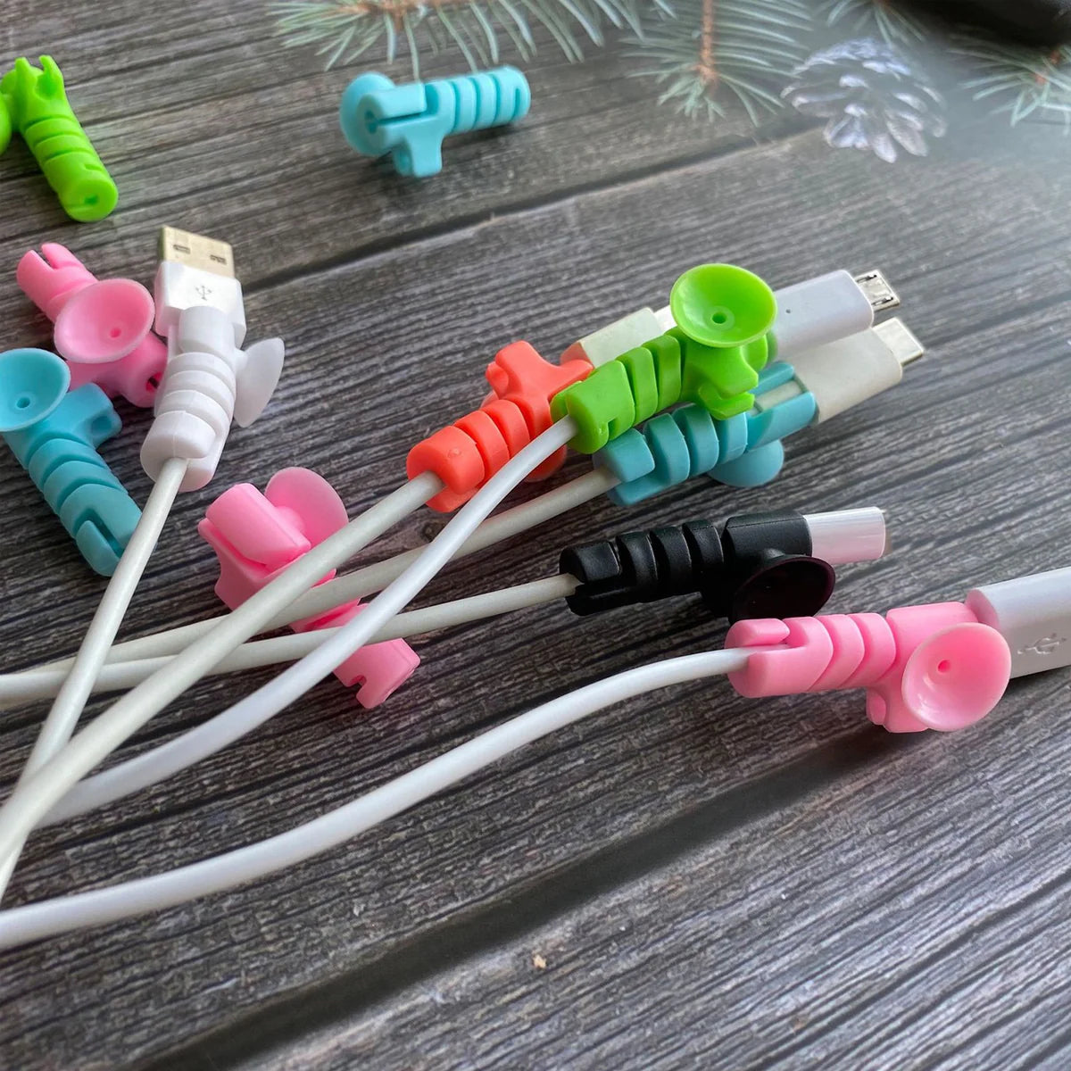 Cable Cord Protector Saver With Suction End (Suction Winder 4 Pcs Set)