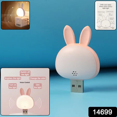 Cute Usb Rabbit Night Light With Sound Voice Activation